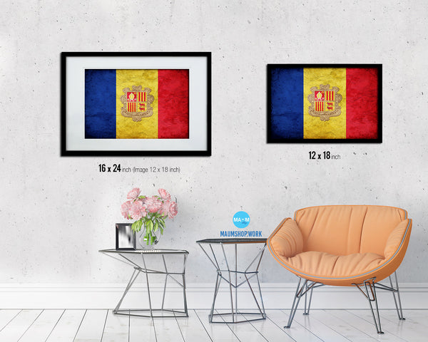 Andorra Country Vintage Flag Wood Framed Print Wall Art Decor Gifts