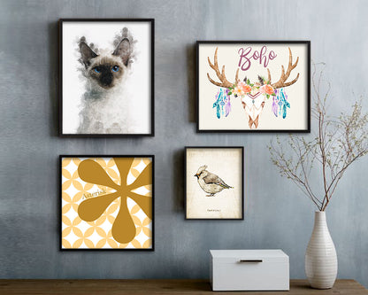 Thai Kitten Cat Kitten Portrait Framed Print Pet Home Decor Custom Watercolor Wall Art Gifts