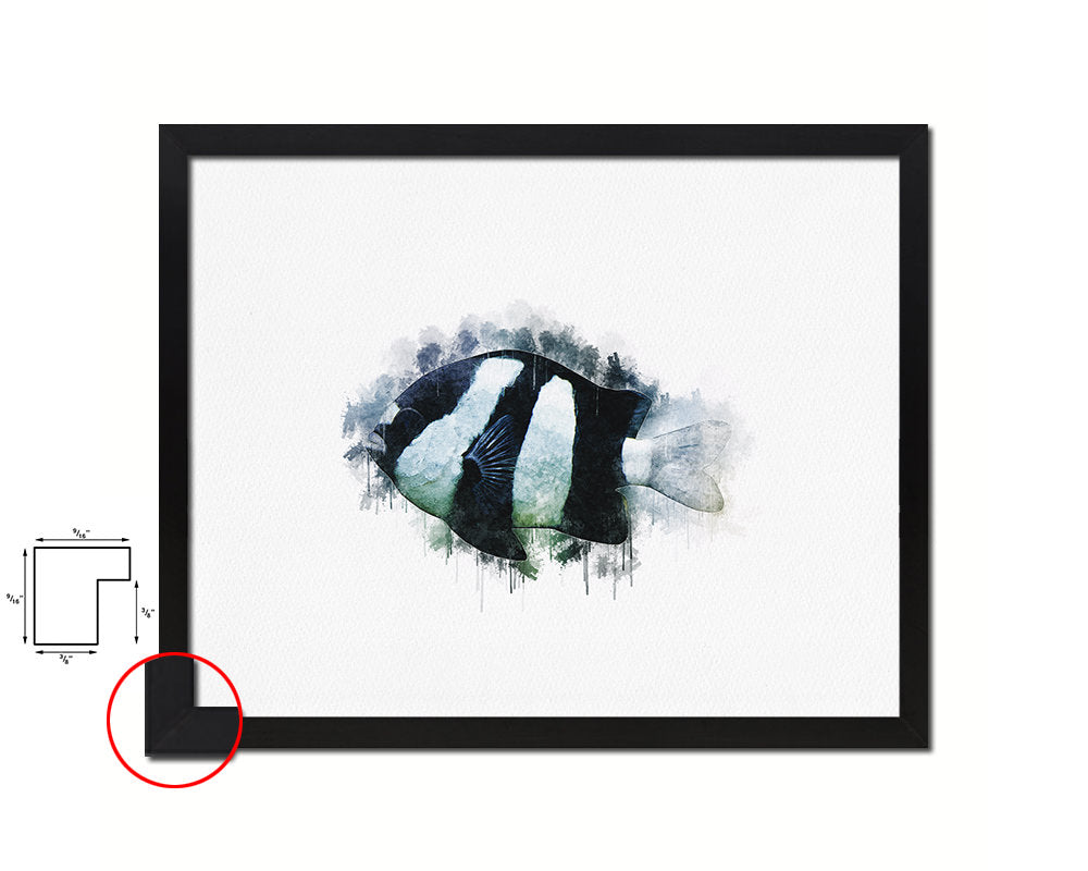 Tropical Fish Framed Print Modern Restaurant Sushi Bar Modern Watercolor Wall Art Decor