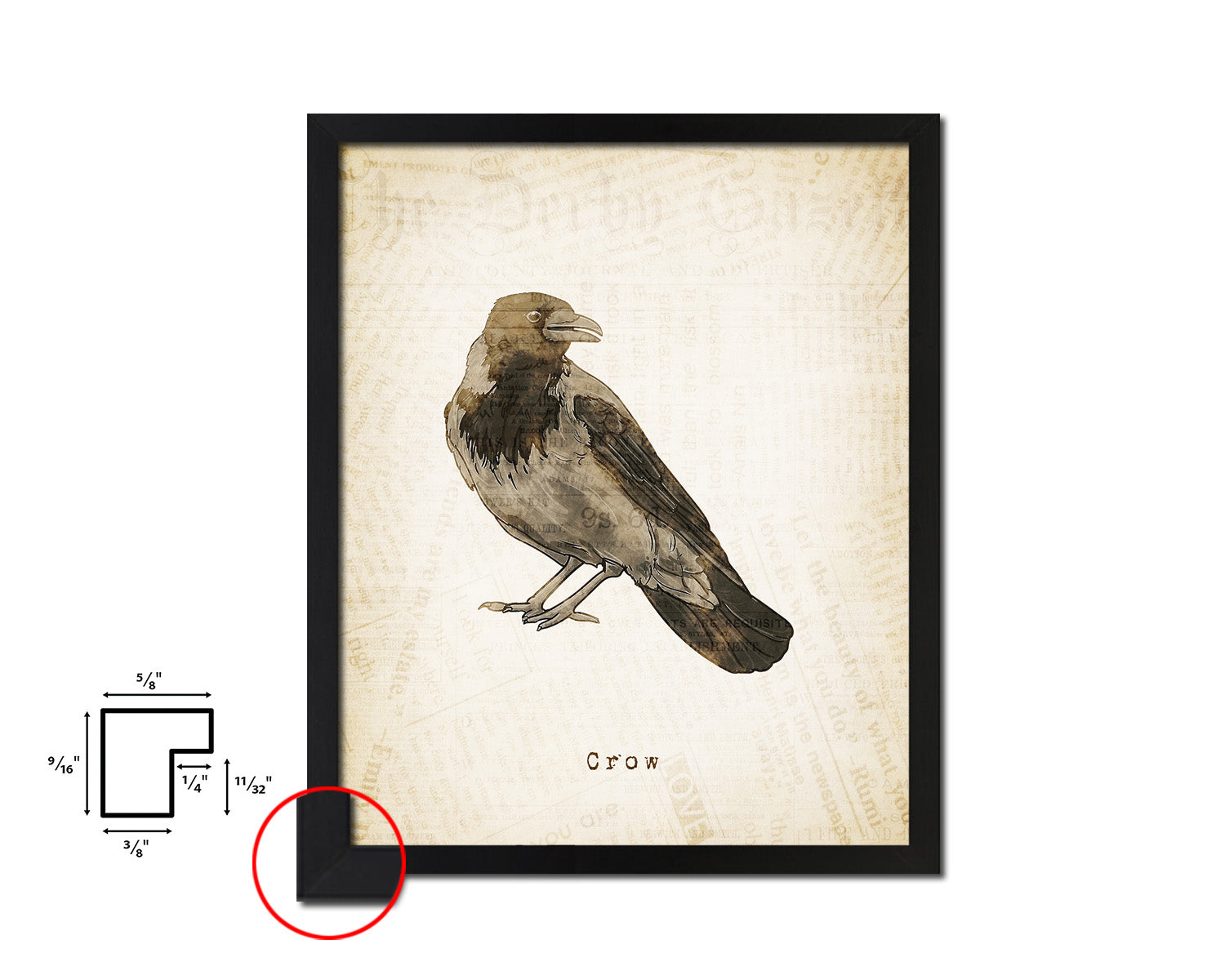 Crow Vintage Bird Fine Art Paper Prints Home Decor Wall Art Gifts