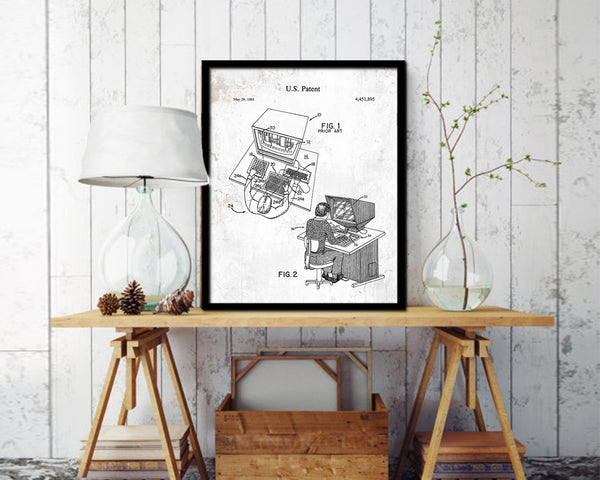 Interactive Aided Design System Computer Vintage Patent Artwork Black Frame Print Gifts