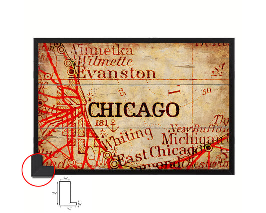 Chicago Illinois Antique Map Framed Print Art Wall Decor Gifts