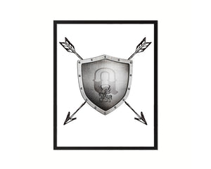 Letter Q Medieval Castle Knight Shield Sword Monogram Framed Print Wall Art Decor Gifts