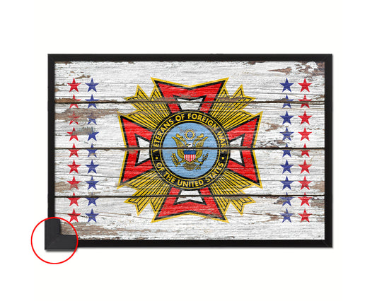 VFW Veterans of Foreign Wars Wood Rustic Flag Wood Framed Print Wall Art Decor Gifts