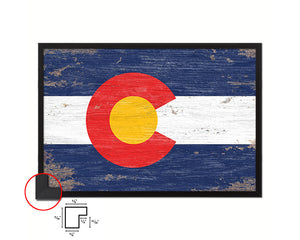 Colorado State Shabby Chic Flag Wood Framed Paper Print  Wall Art Decor Gifts