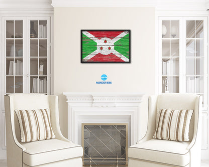 Burundi Country Wood Rustic National Flag Wood Framed Print Wall Art Decor Gifts
