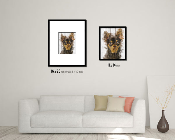 Chihuahua 9 months Dog Puppy Portrait Framed Print Pet Watercolor Wall Decor Art Gifts