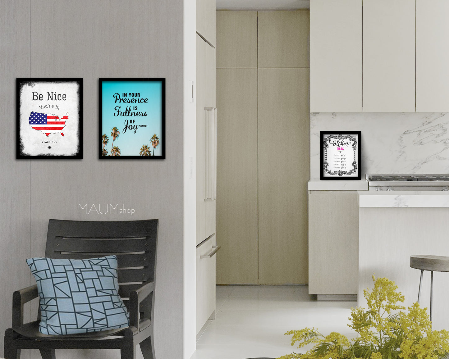 In your presence is fullness of joy, Psalm 16:11 Bible Verse Scripture Frame Print