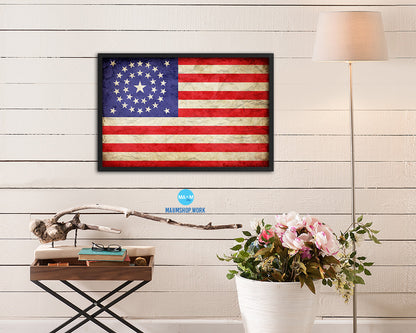 34 Stars Lincoln and Johnson Vintage Military Flag Framed Print Sign Decor Wall Art Gifts