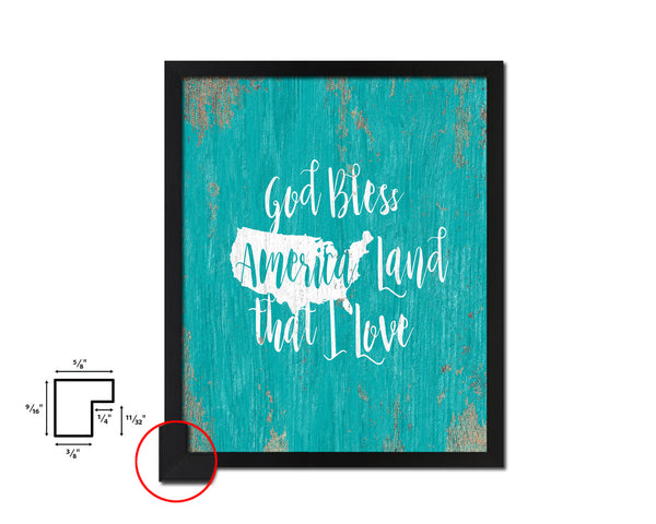 God bless America land that I love Quote Framed Print Home Decor Wall Art Gifts