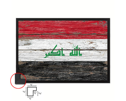 Iraq Country Wood Rustic National Flag Wood Framed Print Wall Art Decor Gifts