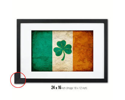 Ireland Saint Patrick Vintage Military Flag Framed Print Sign Decor Wall Art Gifts
