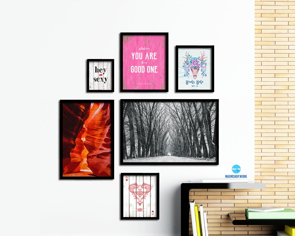 Tree black Silhouettes and White Snow Landscape Painting Print Art Frame Home Wall Decor Gifts