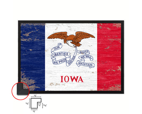 Iowa State Shabby Chic Flag Wood Framed Paper Print  Wall Art Decor Gifts