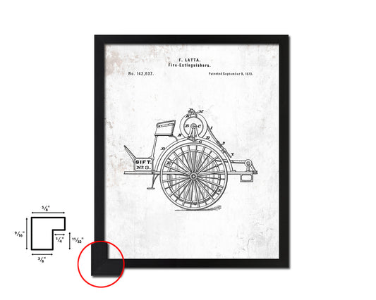 Fire Extinguishers Firefighter Vintage Patent Artwork Black Frame Print Gifts