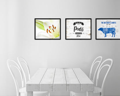 Fresh Fruit Pears Vintage Sign Fine Art Paper Prints Wood Frame Wall Art Decor Gifts