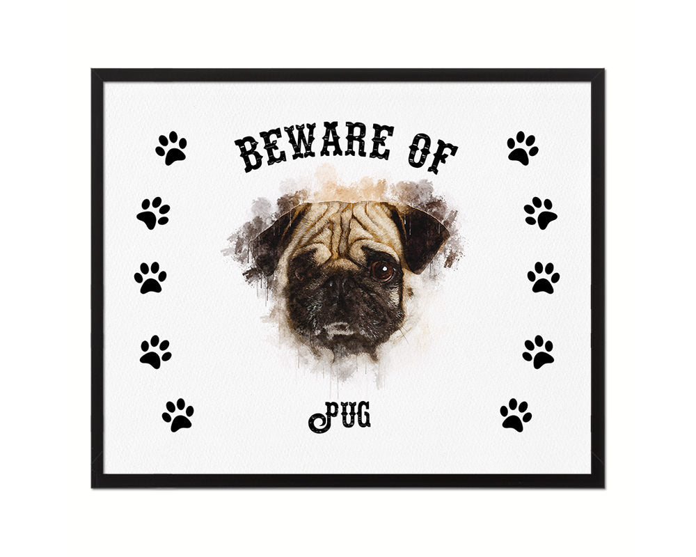 Beware of Poodles Sign Wood Framed Print Wall Art Decor Gifts