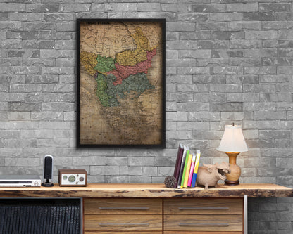 Arkansas Louisiana Mississippi Vintage Map Wood Framed Print Art Wall Decor Gifts