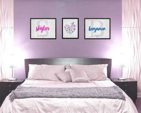 Skylar Personalized Biblical Name Plate Art Framed Print Kids Baby Room Wall Decor Gifts
