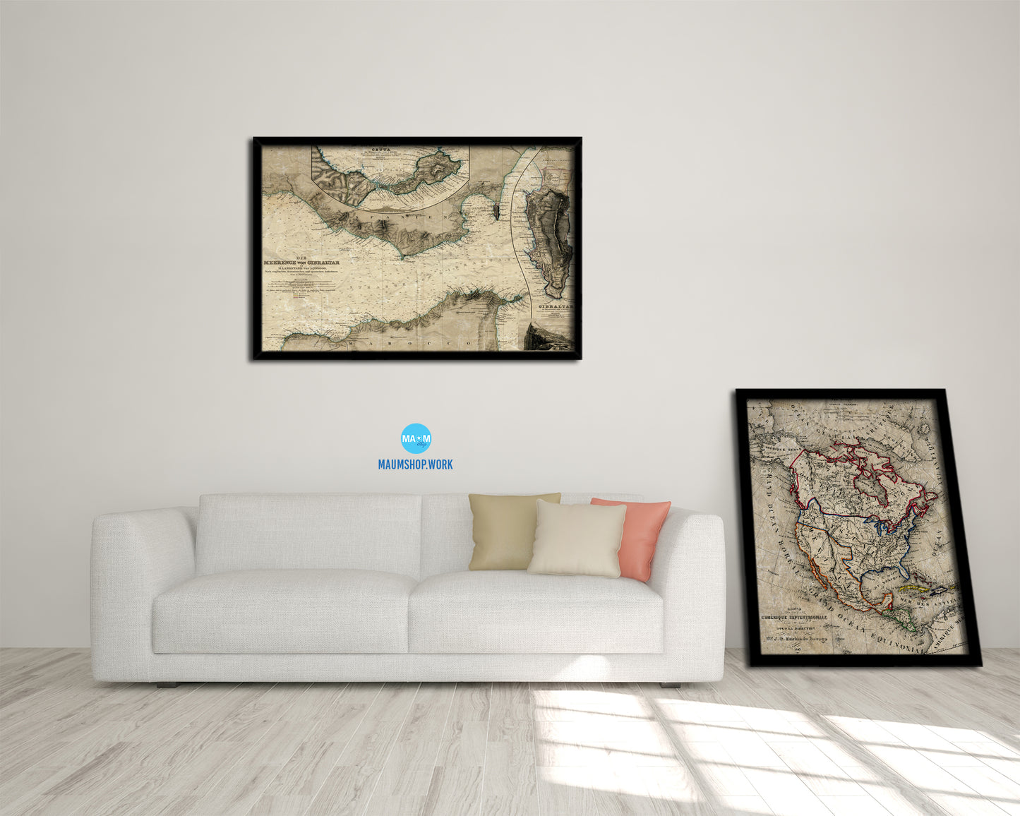 Gibraltar Historical Map Framed Print Art Wall Decor Gifts
