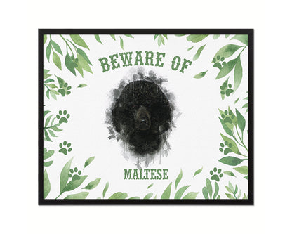 Beware of Maltese Sign Wood Framed Print Wall Art Decor Gifts
