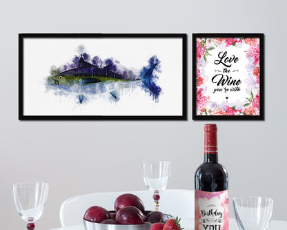 Blackfin Tuna Fish Art Wood Frame Modern Restaurant Sushi Wall Decor Gifts, 10" x 20"