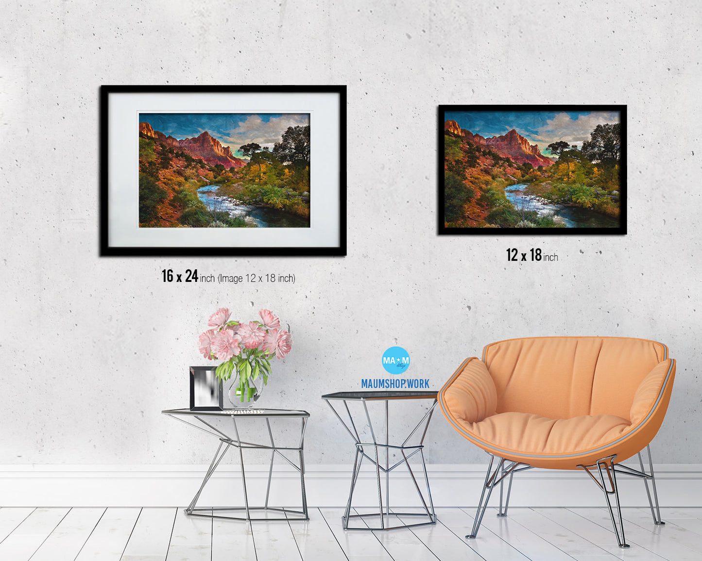 Zion National Park Utah Landscape Painting Print Art Frame Home Wall Decor Gifts