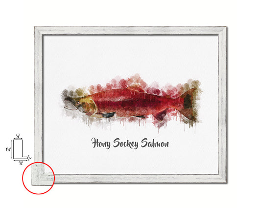 Hony Sockey Salmon Fish Framed Prints Modern Restaurant Sushi Bar Watercolor Wall Art Decor