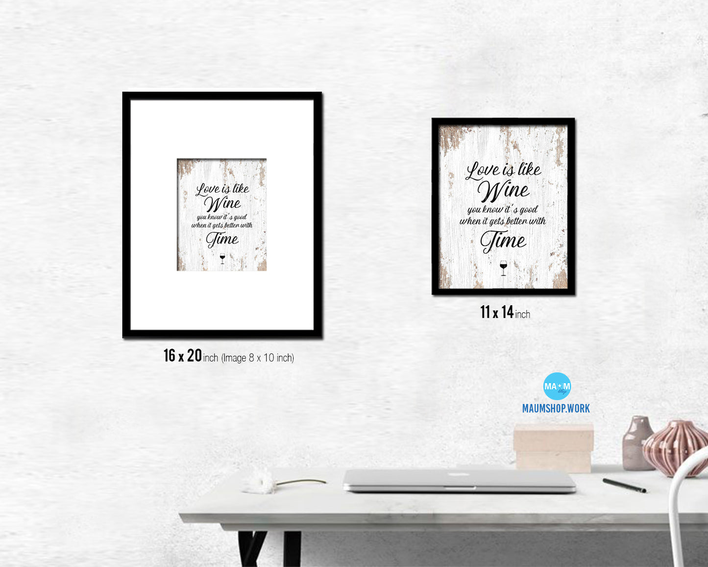 Love is like wine you know it's good Words Wood Framed Print Wall Decor Art Gifts