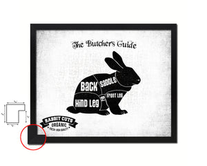 Rabbit  Meat Cuts Butchers Chart Wood Framed Paper Print Home Decor Wall Art Gifts