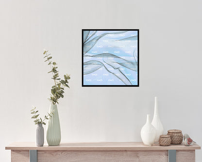 Abstract Aqua Artwork Wood Frame Gifts Modern Wall Decor Art Prints