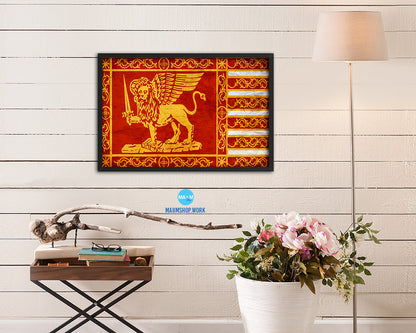Republic of Venice City Italy Coutnry Vintage Flag Wood Framed Prints Decor Wall Art Gifts