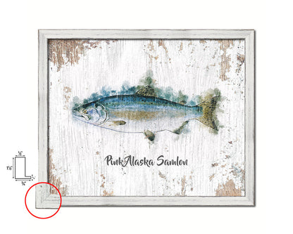 Pink Alaska Samlon Fish Framed Prints Modern Restaurant Sushi Bar Watercolor Wall Art Decor