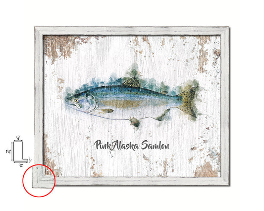 Pink Alaska Samlon Fish Framed Prints Modern Restaurant Sushi Bar Watercolor Wall Art Decor