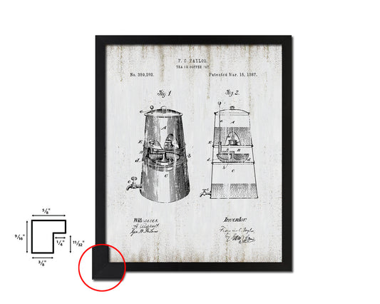 Tea or Pot Coffee Vintage Patent Artwork Black Frame Print Wall Art Decor Gifts