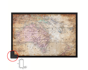 Australia New Zealand Oceania Antique Map Framed Print Art Wall Decor Gifts