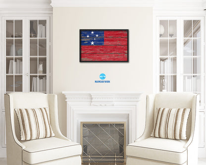 Samoa Country Wood Rustic National Flag Wood Framed Print Wall Art Decor Gifts