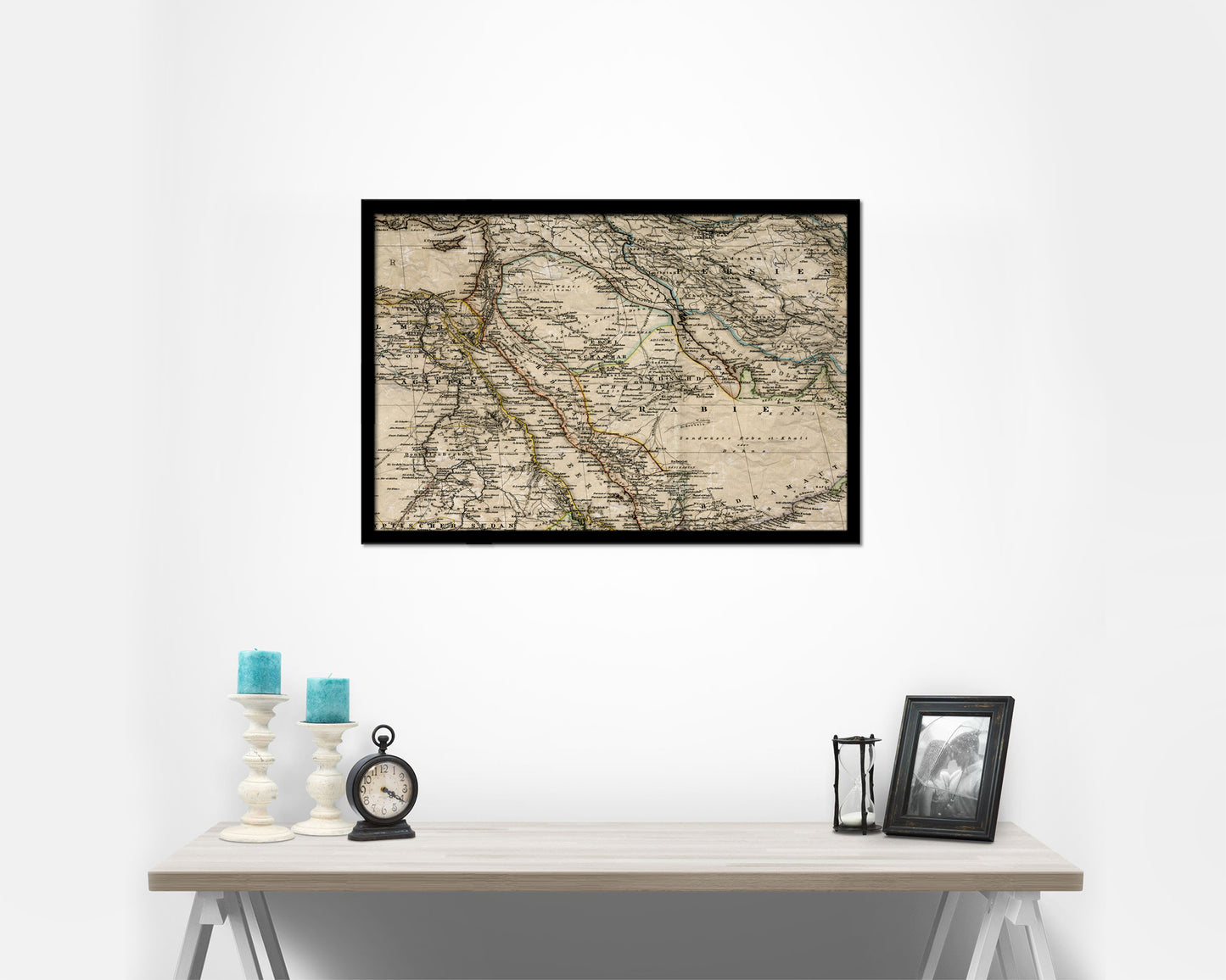 Saudi Arabia Iraq Middle East 1875 Historical Map Framed Print Art Wall Decor Gifts