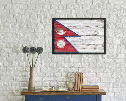 Nepal Country Wood Rustic National Flag Wood Framed Print Wall Art Decor Gifts