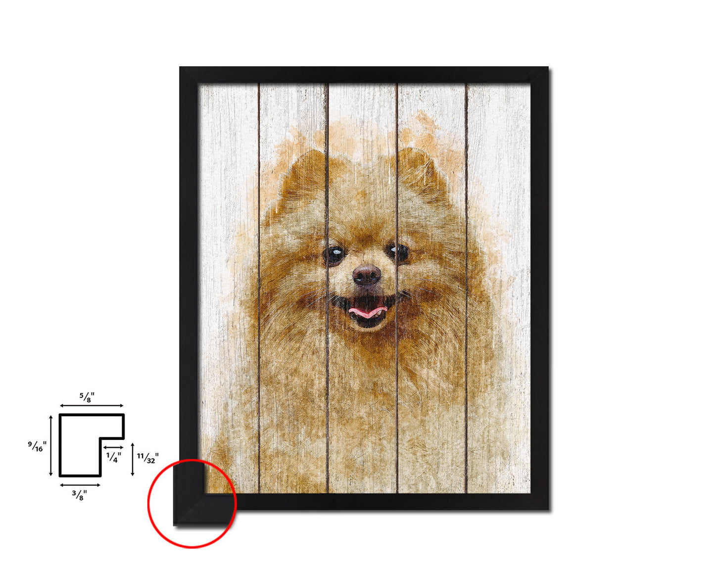 Pomeranian Spitz Dog Puppy Portrait Framed Print Pet Watercolor Wall Decor Art Gifts