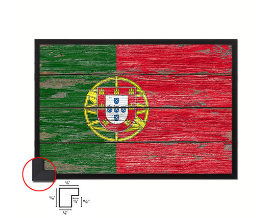 Portugal Country Wood Rustic National Flag Wood Framed Print Wall Art Decor Gifts