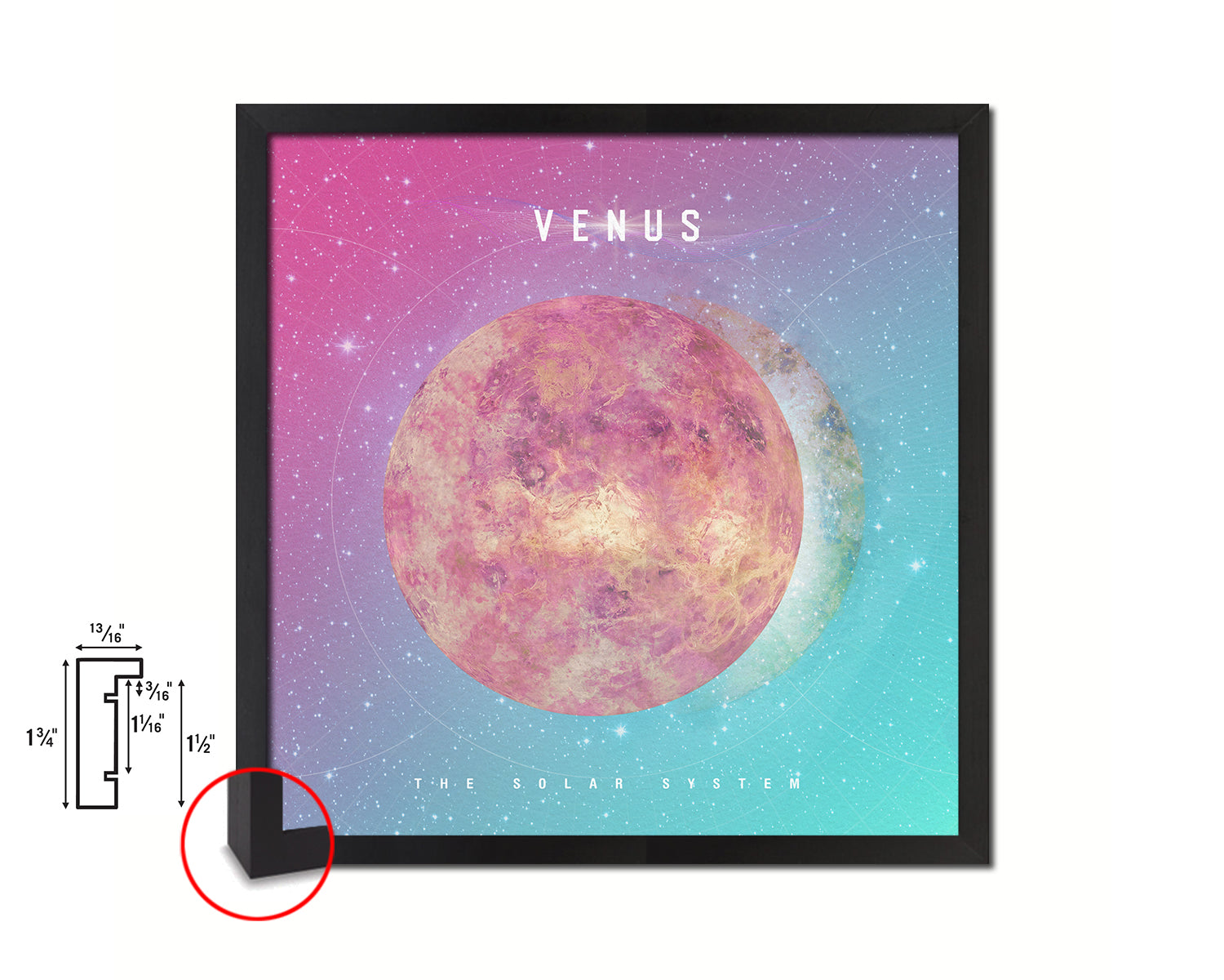 Venus Planet Colorful Prints Watercolor Solar System Framed Print Home Decor Wall Art Gifts
