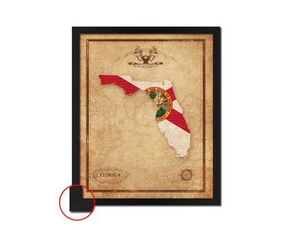 Florida State Vintage Map Wood Framed Paper Print  Wall Art Decor Gifts