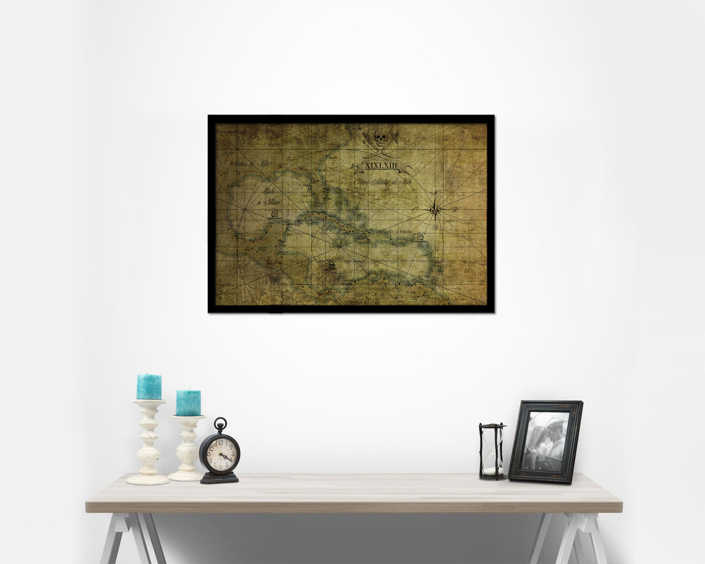 Caribbean Vintage Map Framed Print Art Wall Decor Gifts