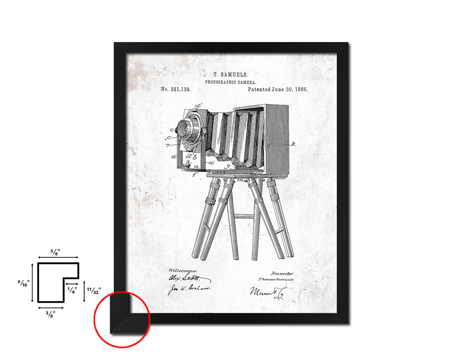 Photographic Camera Vintage Patent Artwork Black Frame Print Wall Art Decor Gifts