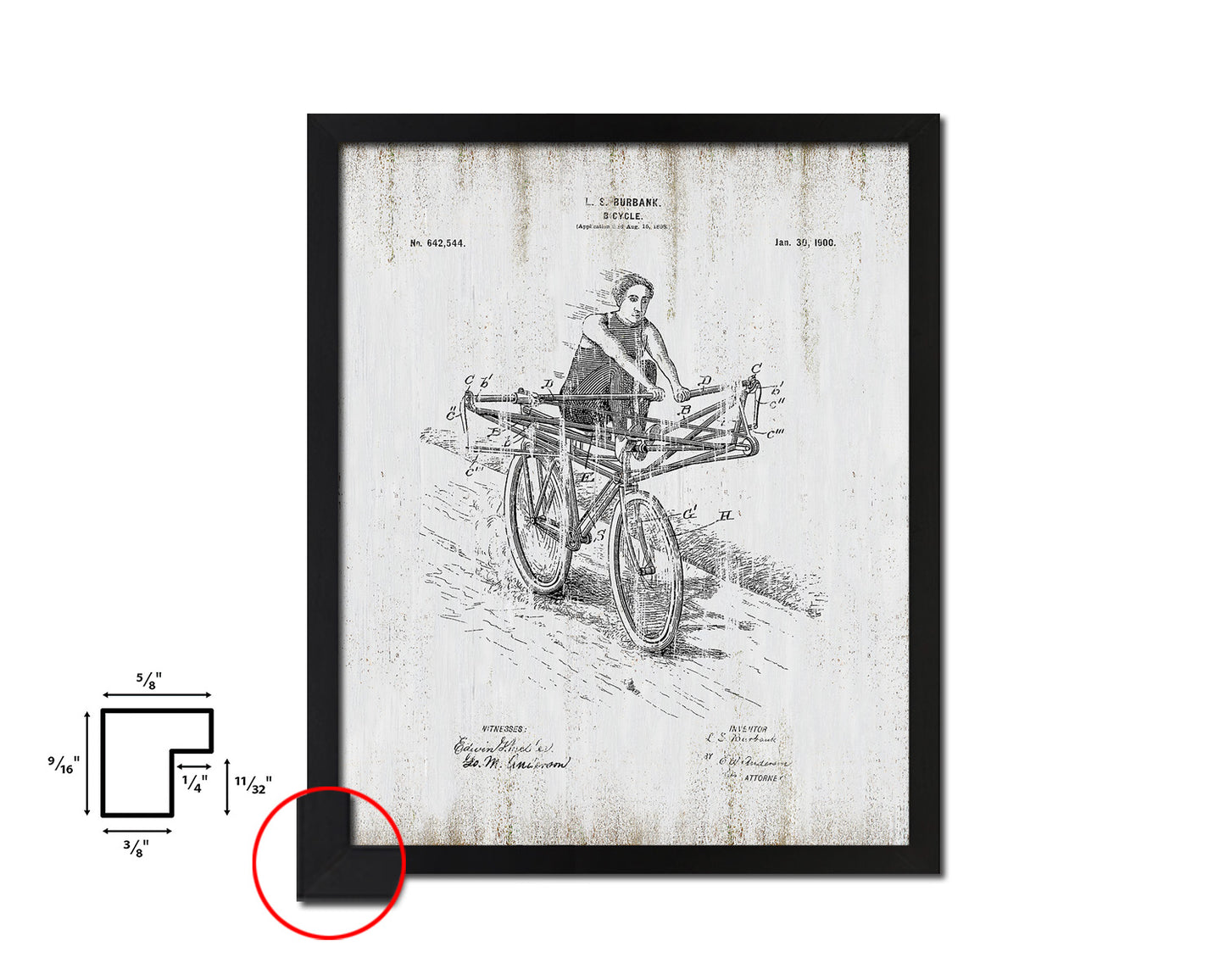 Vehicle Bicycle Vintage Patent Artwork Black Frame Print Wall Art Decor Gifts