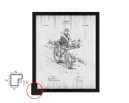 Vehicle Bicycle Vintage Patent Artwork Black Frame Print Wall Art Decor Gifts