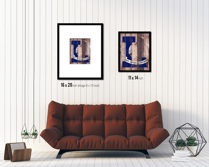Louisiana State Initial Flag Wood Framed Paper Print Decor Wall Art Gifts, Wood