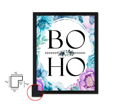 BOHO Quote Boho Flower Framed Print Wall Decor Art