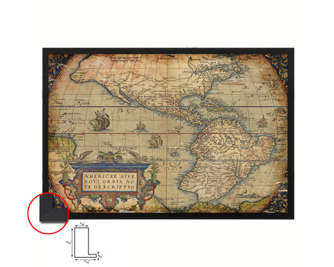 America Theatrum Orbis Terrarum Abraham Antwerp 1570 Antique Map Framed Print Art Gifts